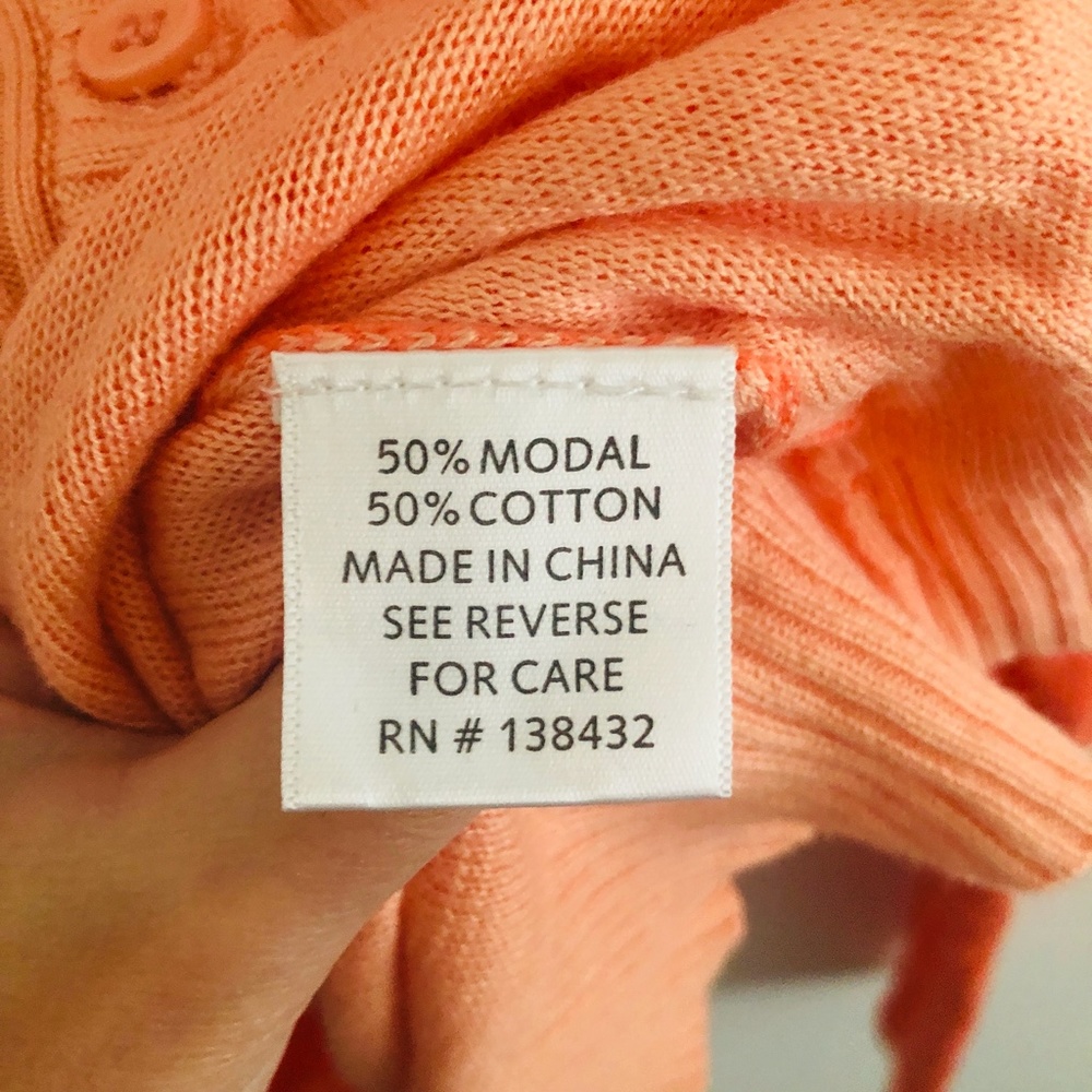 Modcloth Coral Pink Scallop Cardigan Sweater XL - Picture 5 of 6